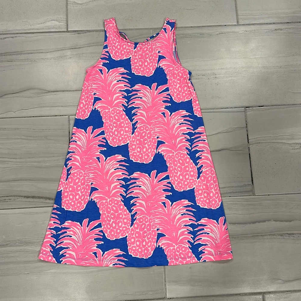 Lilly Pulitzer Kristen Blue Flamenco Pink Pineapple Dress
